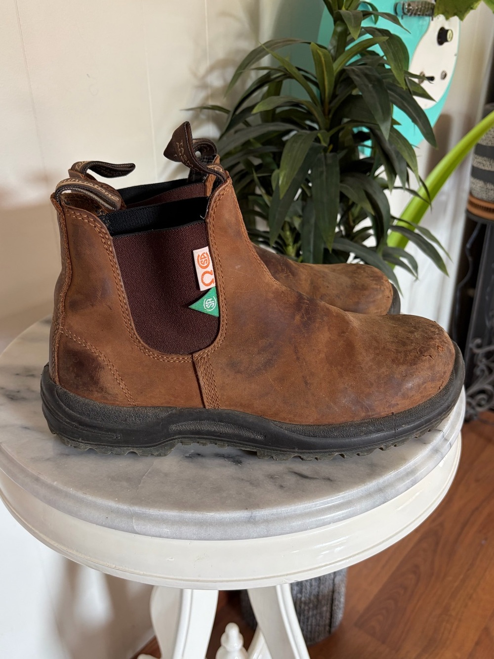 Blundstone size 7.5 164 Mens 8.5 Women 10 Brown Leather Steel Toe Work Boots